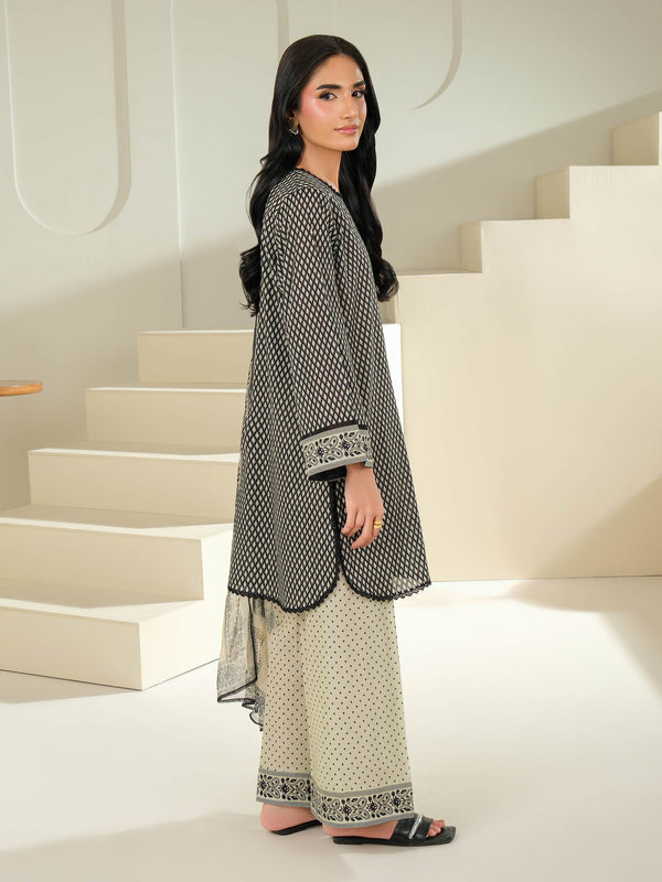 Limelight 3 Piece Cambric Suit-Printed (Unstitched) Black