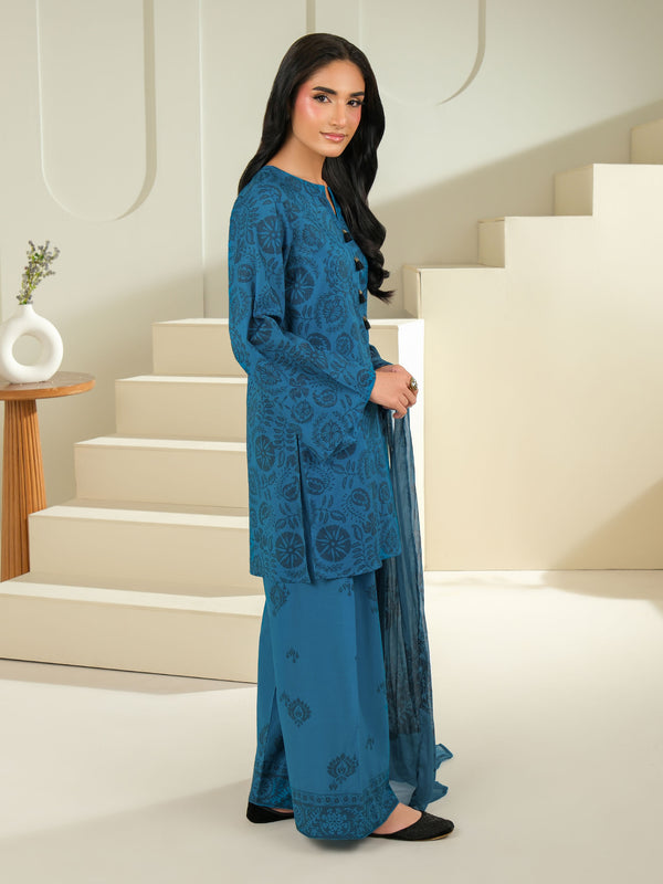 Limelight 3 Piece Cambric Suit-Printed (Unstitched) Blue