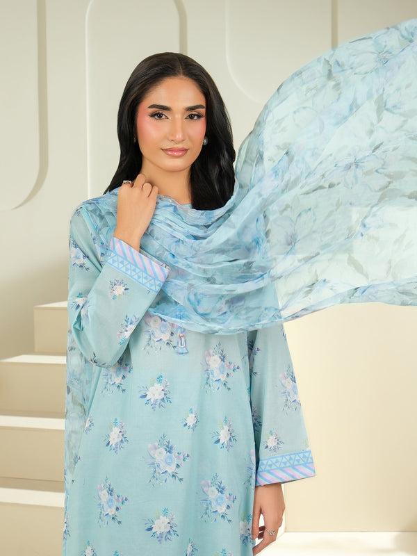 Limelight 3 Piece Cambric Suit-Printed (Unstitched) Blue