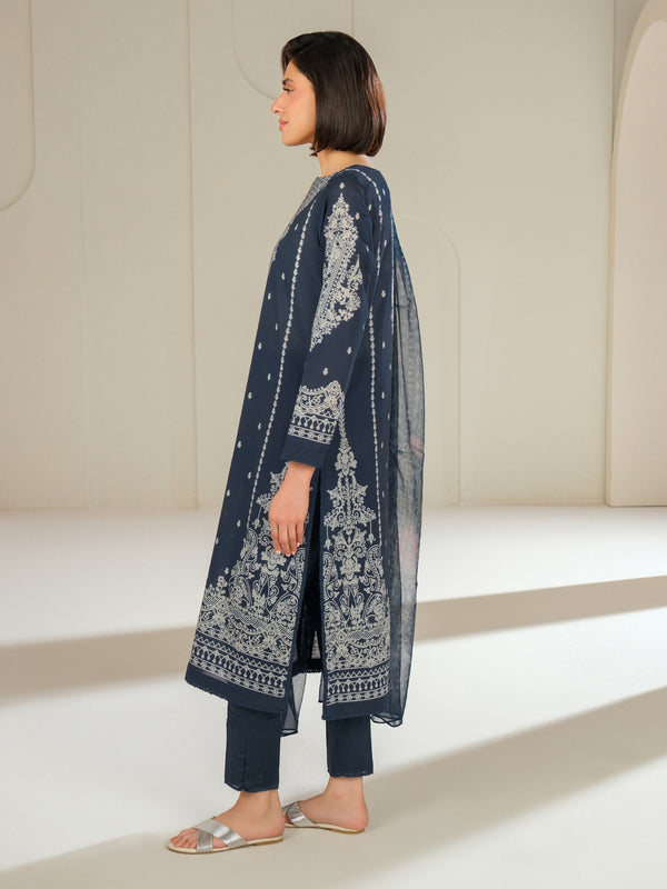 Limelight 3 Piece Cambric Suit-Printed (Unstitched) Blue