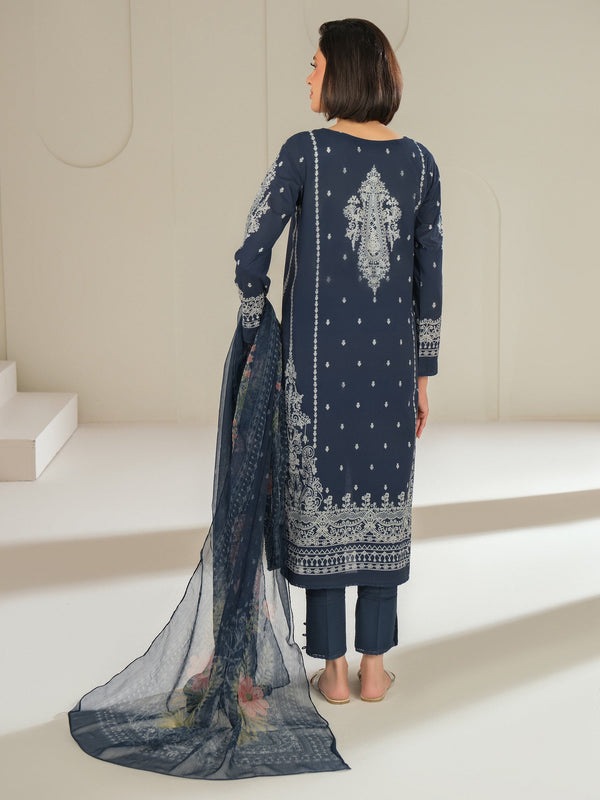 Limelight 3 Piece Cambric Suit-Printed (Unstitched) Blue