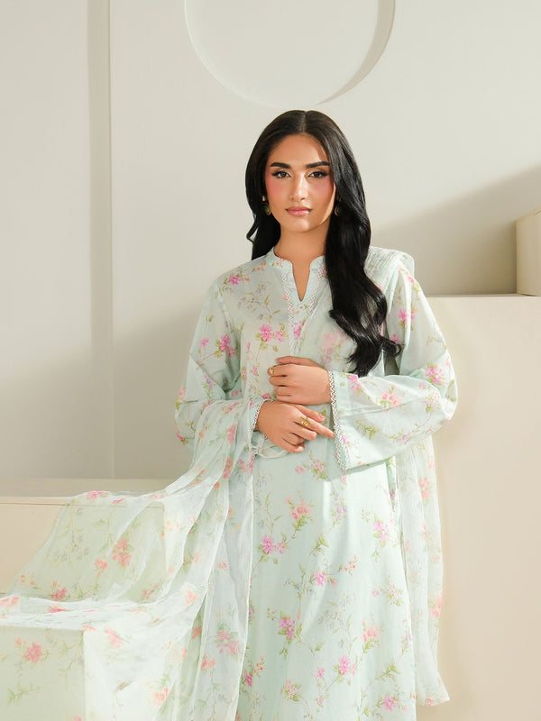 Limelight 3 Piece Cambric Suit-Printed (Unstitched) Green