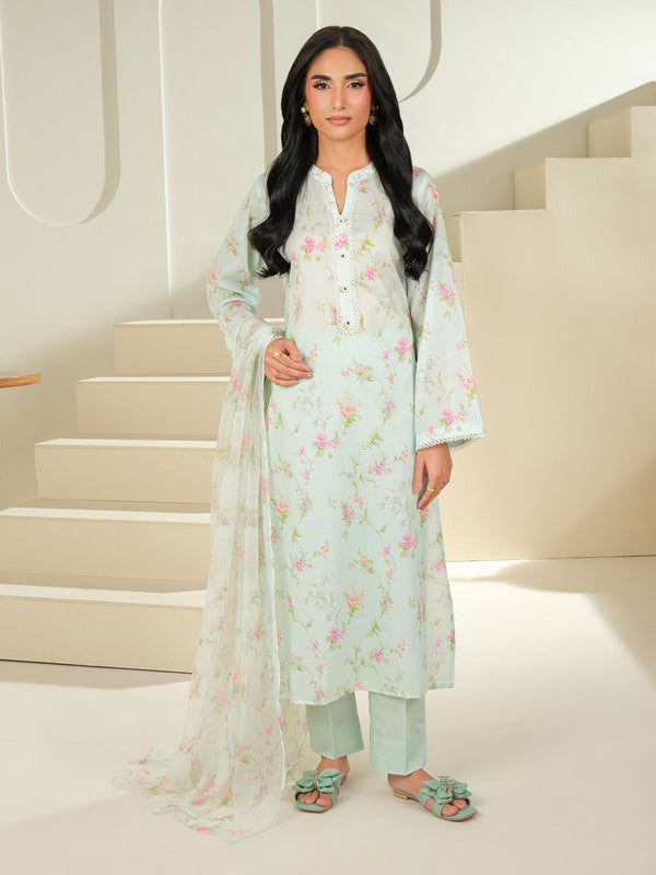 Limelight 3 Piece Cambric Suit-Printed (Unstitched) Green