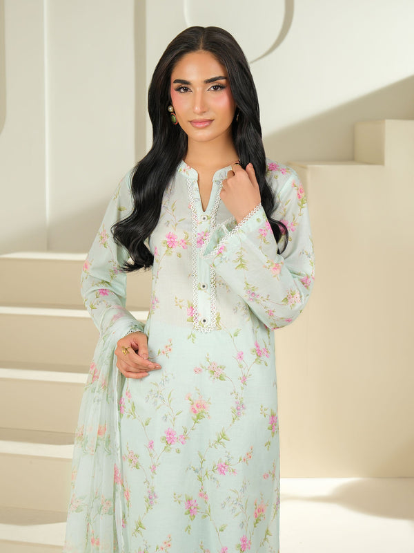 limelight 3 Piece Cambric Suit-Printed (Unstitched) Green