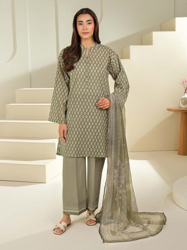 limelight 3 Piece Cambric Suit-Printed (Unstitched) Green