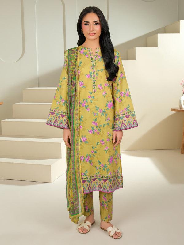 limelight 3 Piece Cambric Suit-Printed (Unstitched) Green