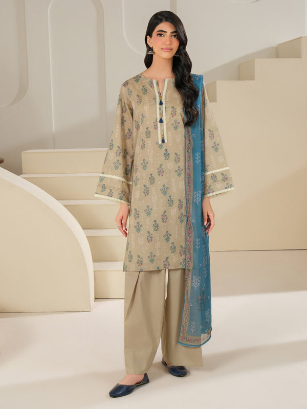 Limelight 3 Piece Cambric Suit-Printed (Unstitched) Green