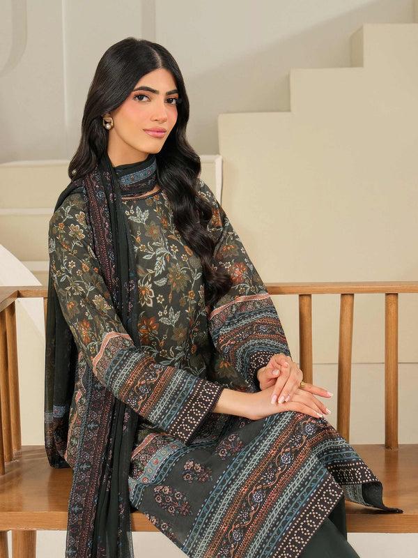 Limelight 3 Piece Cambric Suit-Printed (Unstitched) Green