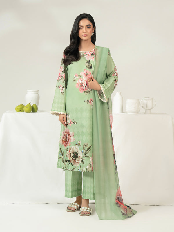limelight 3 Piece Cambric Suit-Printed (Unstitched) Green