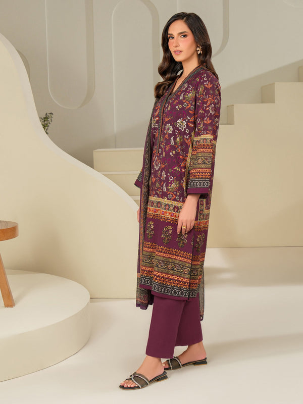 Limelight 3 Piece Cambric Suit-Printed (Unstitched) Maroon