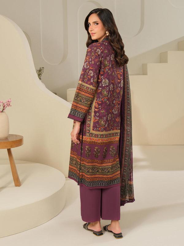 Limelight 3 Piece Cambric Suit-Printed (Unstitched) Maroon