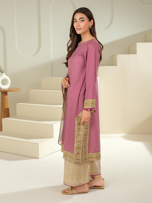 Limelight 3 Piece Cambric Suit-Printed (Unstitched) Maroon