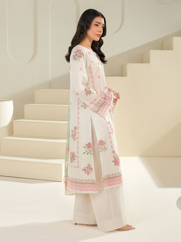 Limelight 3 Piece Cambric Suit-Printed (Unstitched) Off White