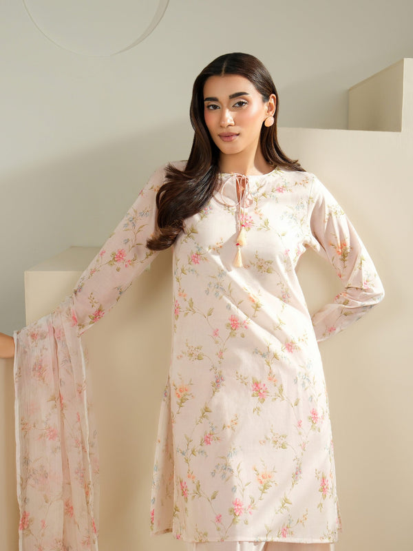 Limelight 3 Piece Cambric Suit-Printed (Unstitched) Peach