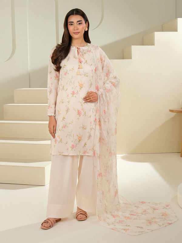 Limelight 3 Piece Cambric Suit-Printed (Unstitched) Peach