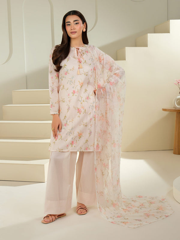 limelight 3 Piece Cambric Suit-Printed (Unstitched) Peach