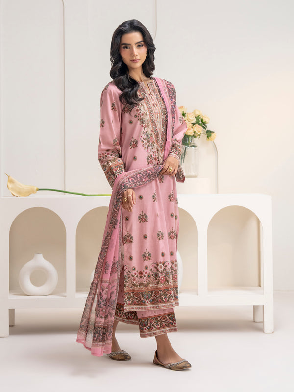Limelight 3 Piece Cambric Suit-Printed (Unstitched) Pink