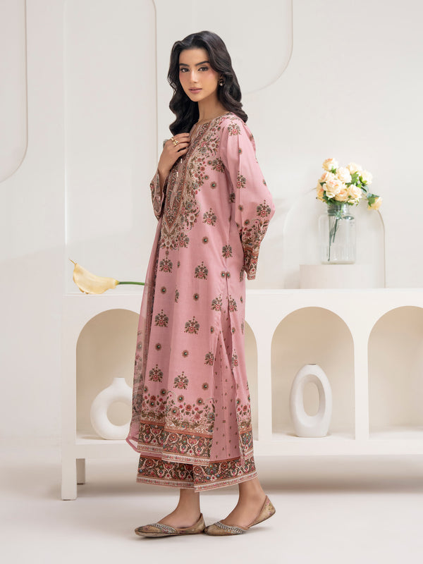 Limelight 3 Piece Cambric Suit-Printed (Unstitched) Pink