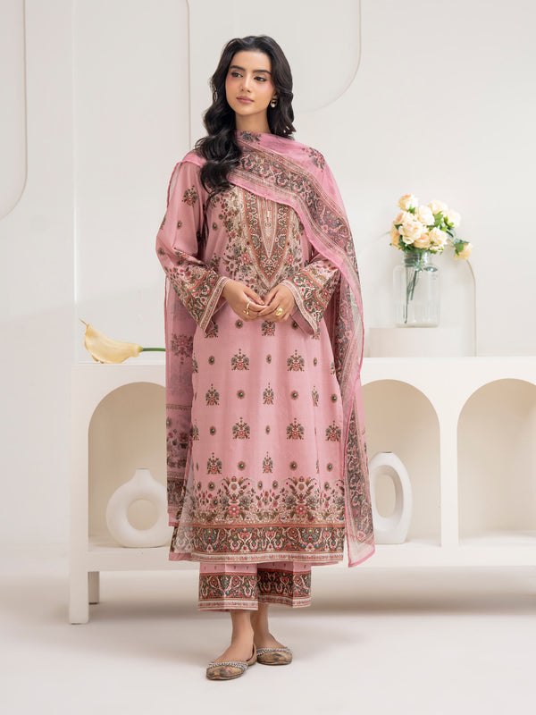 Limelight 3 Piece Cambric Suit-Printed (Unstitched) Pink