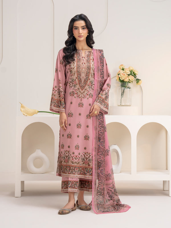 limelight 3 Piece Cambric Suit-Printed (Unstitched) Pink
