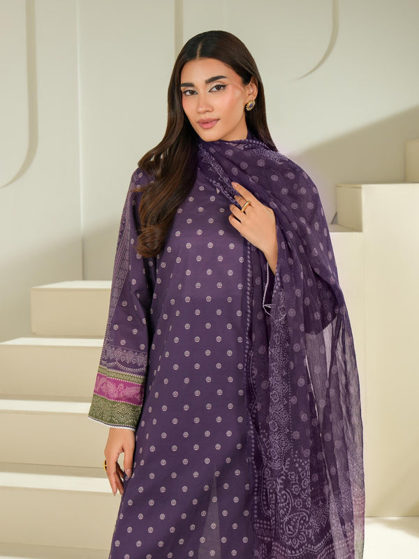 Limelight 3 Piece Cambric Suit-Printed (Unstitched) Purple