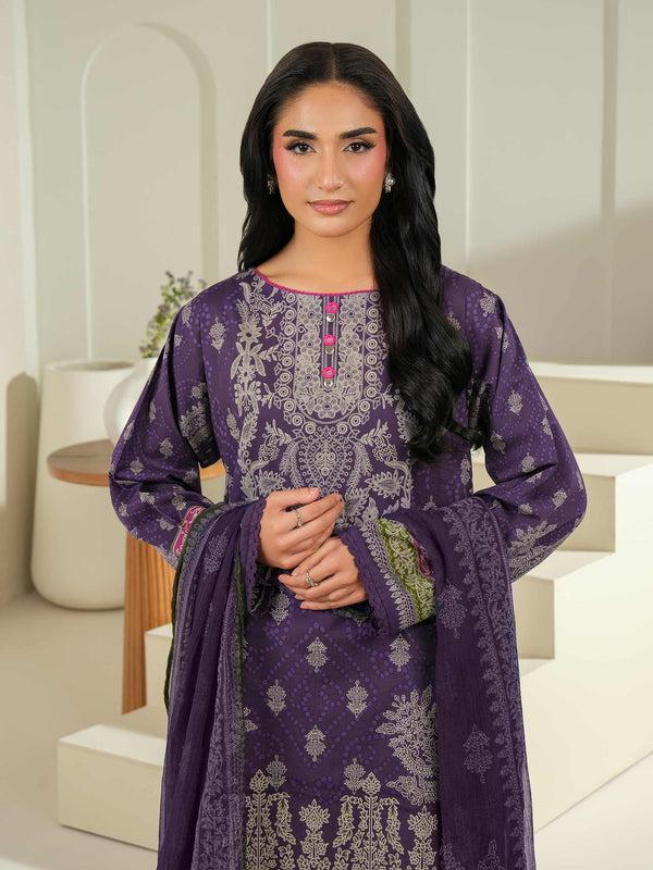 Limelight 3 Piece Cambric Suit-Printed (Unstitched) Purple
