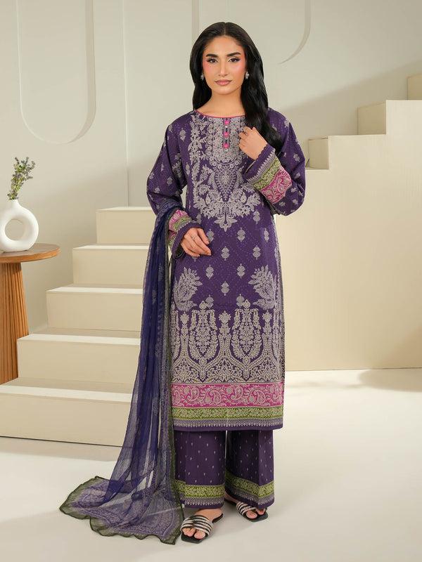 limelight 3 Piece Cambric Suit-Printed (Unstitched) Purple