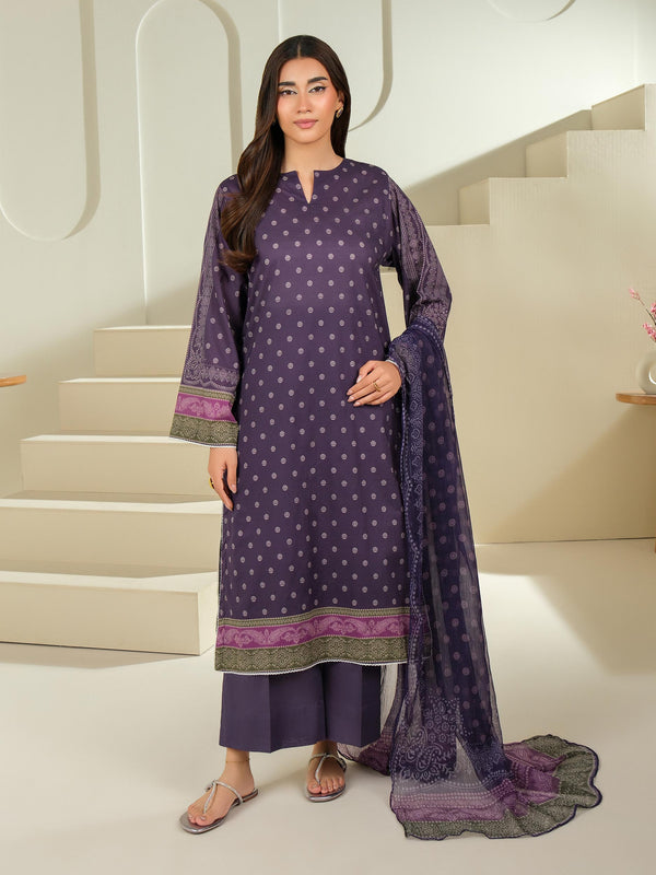limelight 3 Piece Cambric Suit-Printed (Unstitched) Purple
