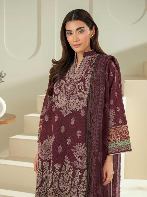 Limelight 3 Piece Cambric Suit-Printed (Unstitched) Red