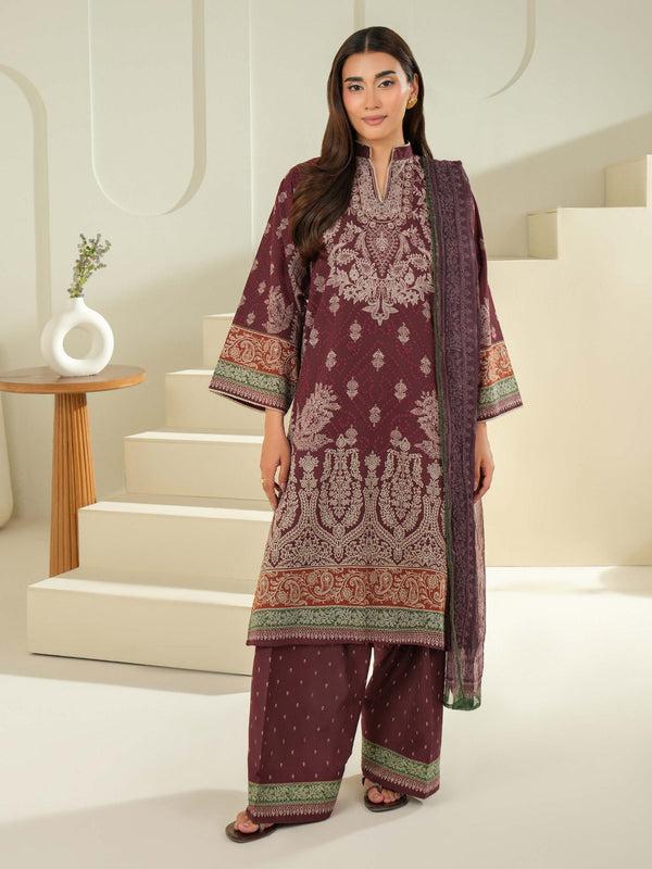 Limelight 3 Piece Cambric Suit-Printed (Unstitched) Red