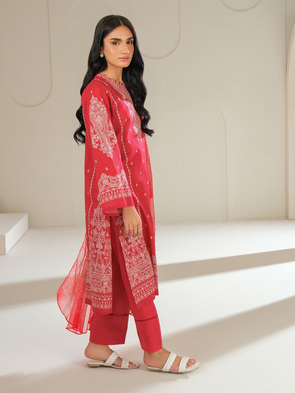 Limelight 3 Piece Cambric Suit-Printed (Unstitched) Red