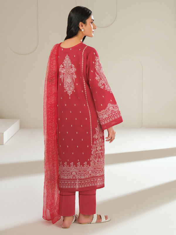 Limelight 3 Piece Cambric Suit-Printed (Unstitched) Red