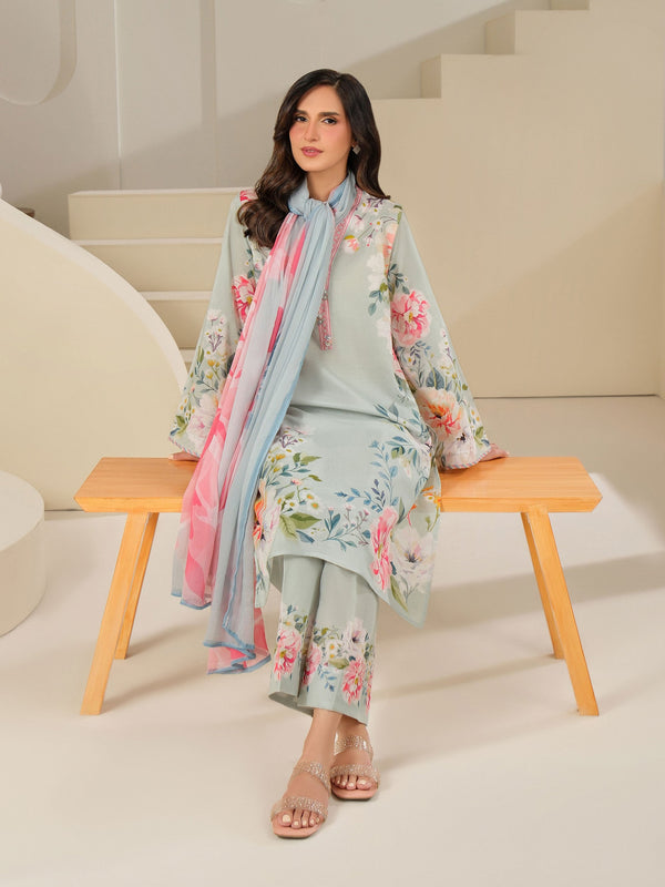 Limelight 3 Piece Cambric Suit-Printed (Unstitched) Sky Blue