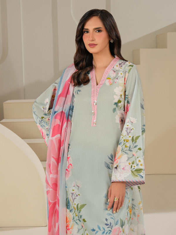 Limelight 3 Piece Cambric Suit-Printed (Unstitched) Sky Blue