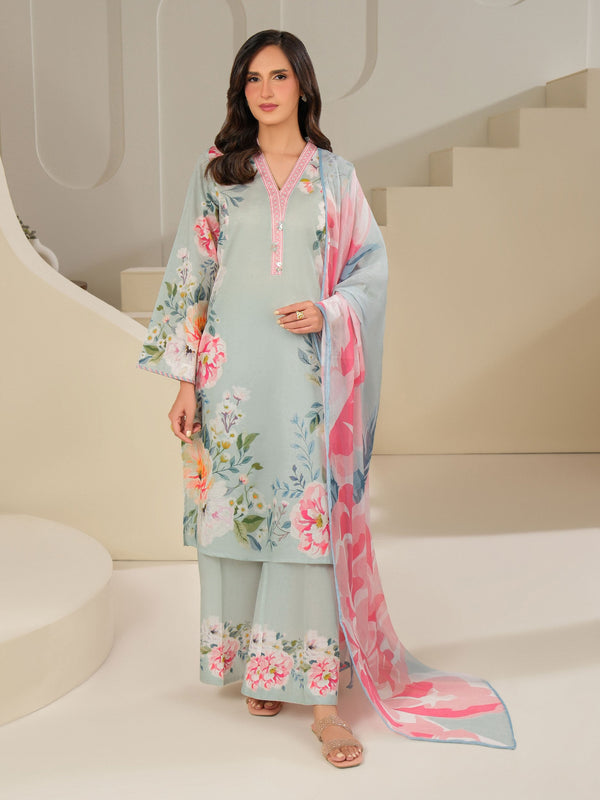 limelight 3 Piece Cambric Suit-Printed (Unstitched) Sky Blue