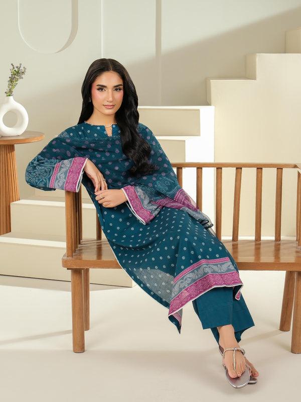 Limelight 3 Piece Cambric Suit-Printed (Unstitched) Teal
