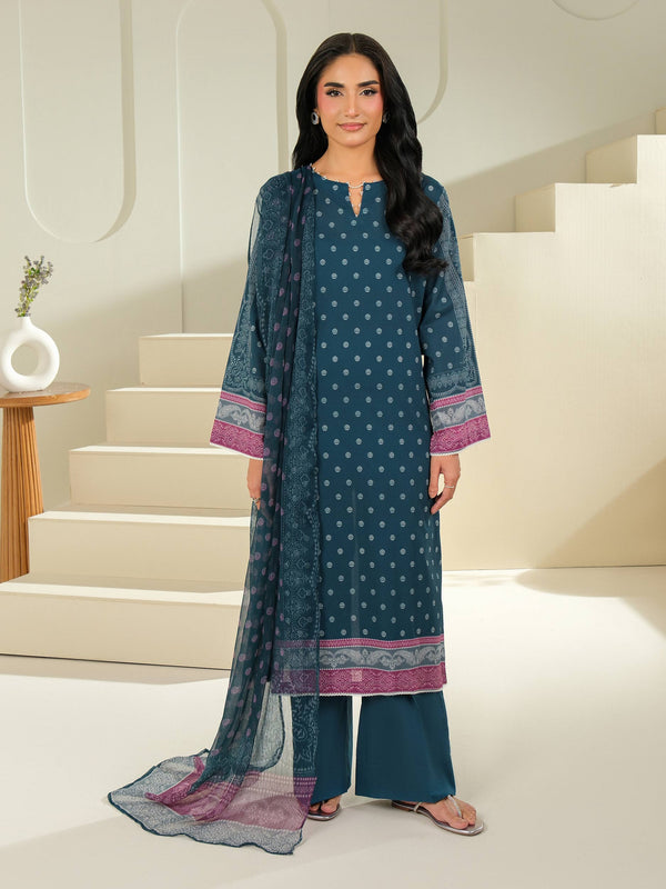 Limelight 3 Piece Cambric Suit-Printed (Unstitched) Teal