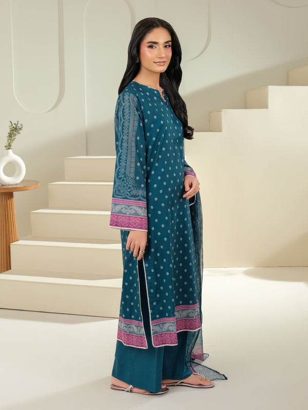Limelight 3 Piece Cambric Suit-Printed (Unstitched) Teal
