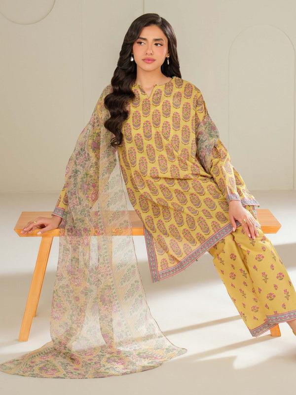 Limelight 3 Piece Cambric Suit-Printed (Unstitched) Yellow