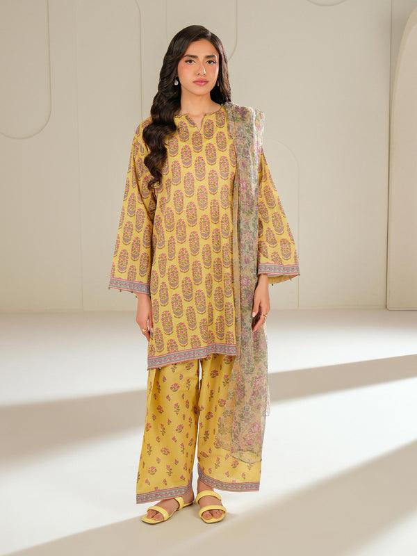 Limelight 3 Piece Cambric Suit-Printed (Unstitched) Yellow