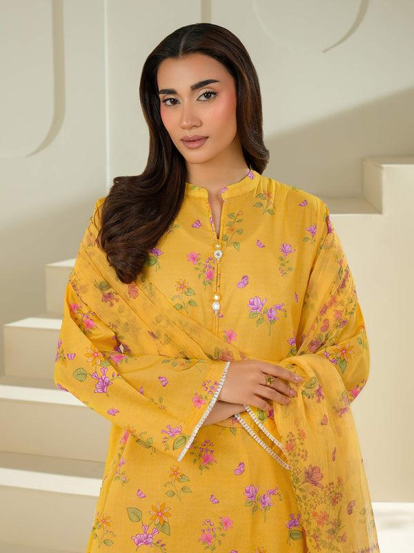 Limelight 3 Piece Cambric Suit-Printed (Unstitched) Yellow