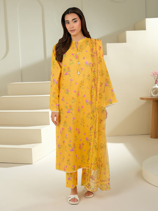 Limelight 3 Piece Cambric Suit-Printed (Unstitched) Yellow
