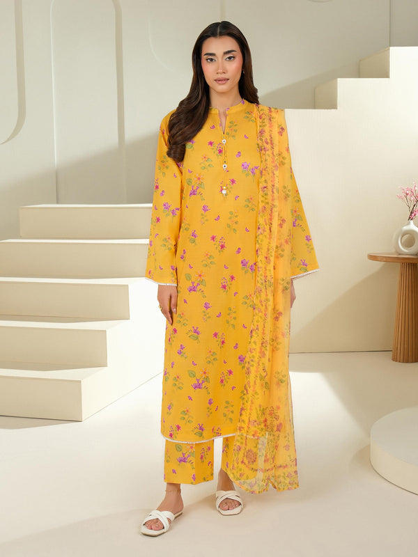 limelight 3 Piece Cambric Suit-Printed (Unstitched) Yellow