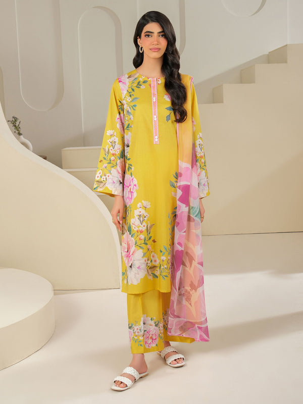 Limelight 3 Piece Cambric Suit-Printed (Unstitched) Yellow