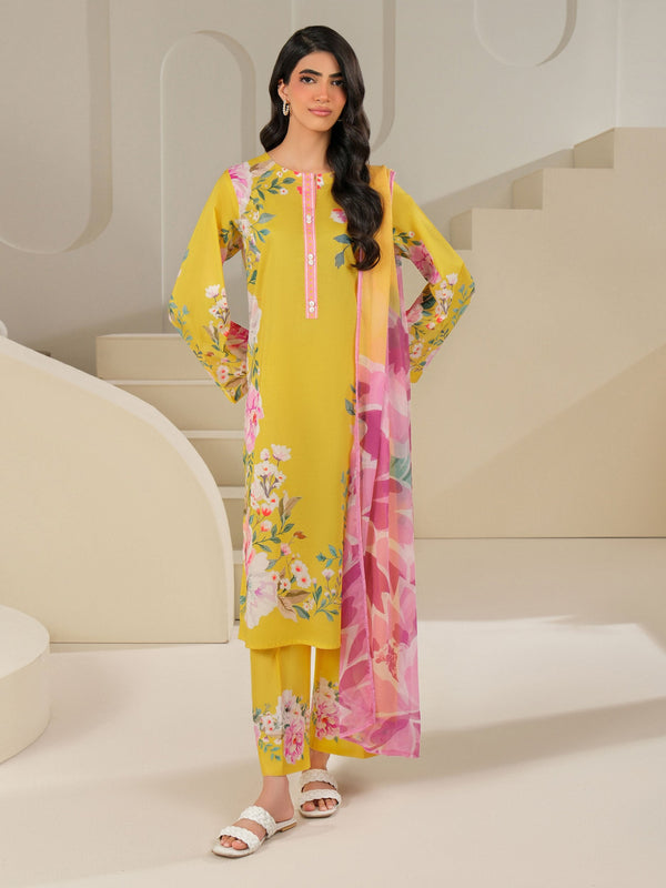 limelight 3 Piece Cambric Suit-Printed (Unstitched) Yellow
