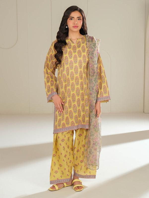 limelight 3 Piece Cambric Suit-Printed (Unstitched) Yellow
