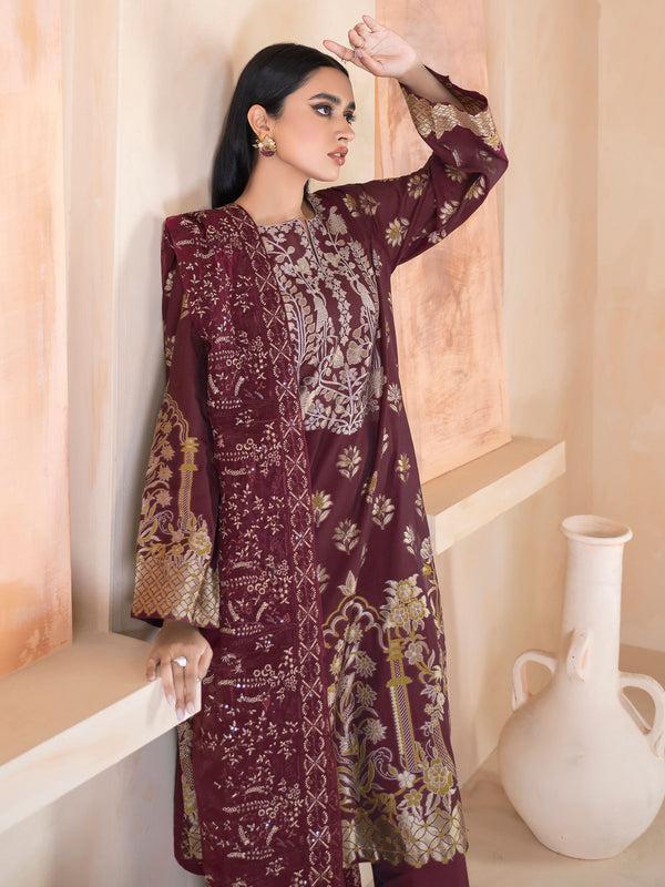 Limelight 3 Piece Jacquard Suit-Embroidered (Unstitched)