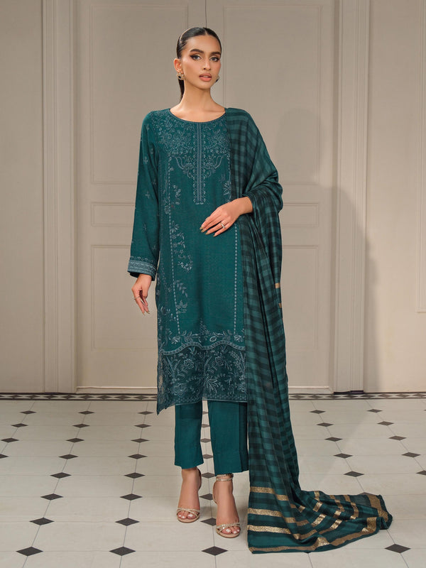 Limelight 3 Piece Karandi Suit-Embroidered (Unstitched) Green