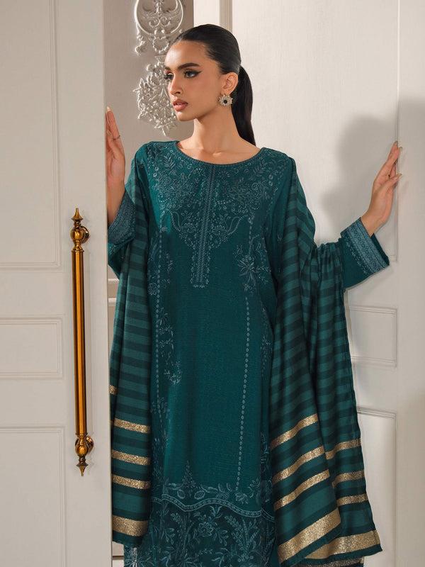 limelight 3 Piece Karandi Suit-Embroidered (Unstitched) Green