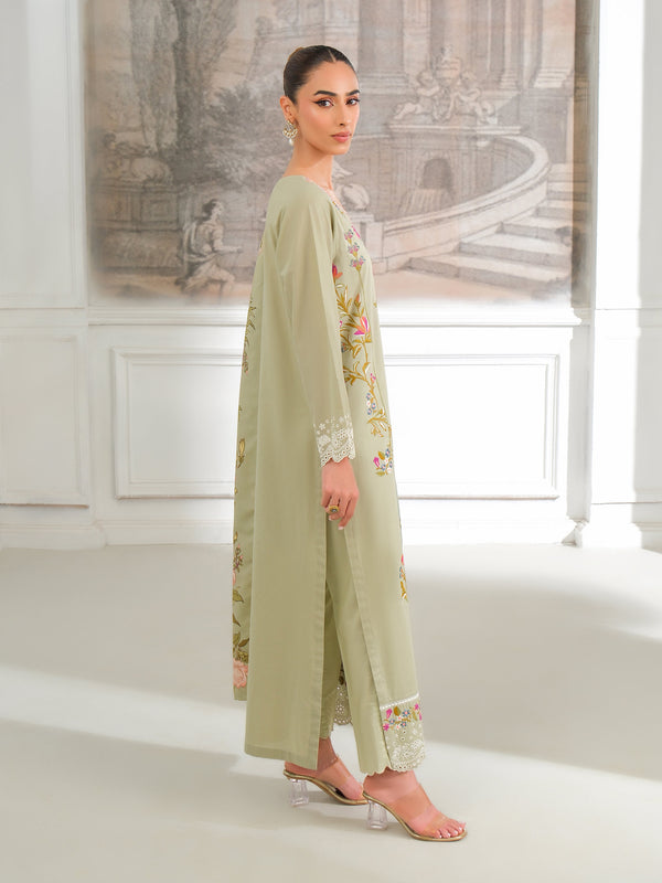 Limelight 3 Piece Karandi Suit-Embroidered (Unstitched) Mint